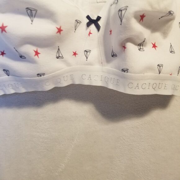 CACIQUE 46C Bra Star Sailboat Printed Cotton Blend Unlined No-Wire High Back - Picture 2 of 9